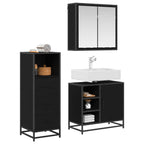 Juego de muebles de baño 3 pcs Roble Negro Madera contrachapada