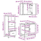 Juego de muebles de baño 3 pcs Roble Negro Madera contrachapada