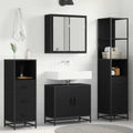 Juego de muebles de baño 4 pcs Roble Negro Madera contrachapada