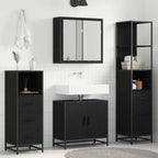 Juego de muebles de baño 4 pcs Roble Negro Madera contrachapada