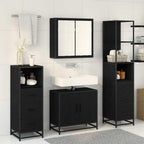 Juego de muebles de baño 4 pcs Roble Negro Madera contrachapada