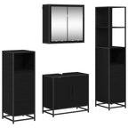 Juego de muebles de baño 4 pcs Roble Negro Madera contrachapada