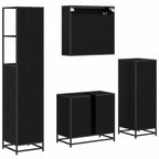 Juego de muebles de baño 4 pcs Roble Negro Madera contrachapada