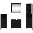 Juego de muebles de baño 4 pcs Roble Negro Madera contrachapada