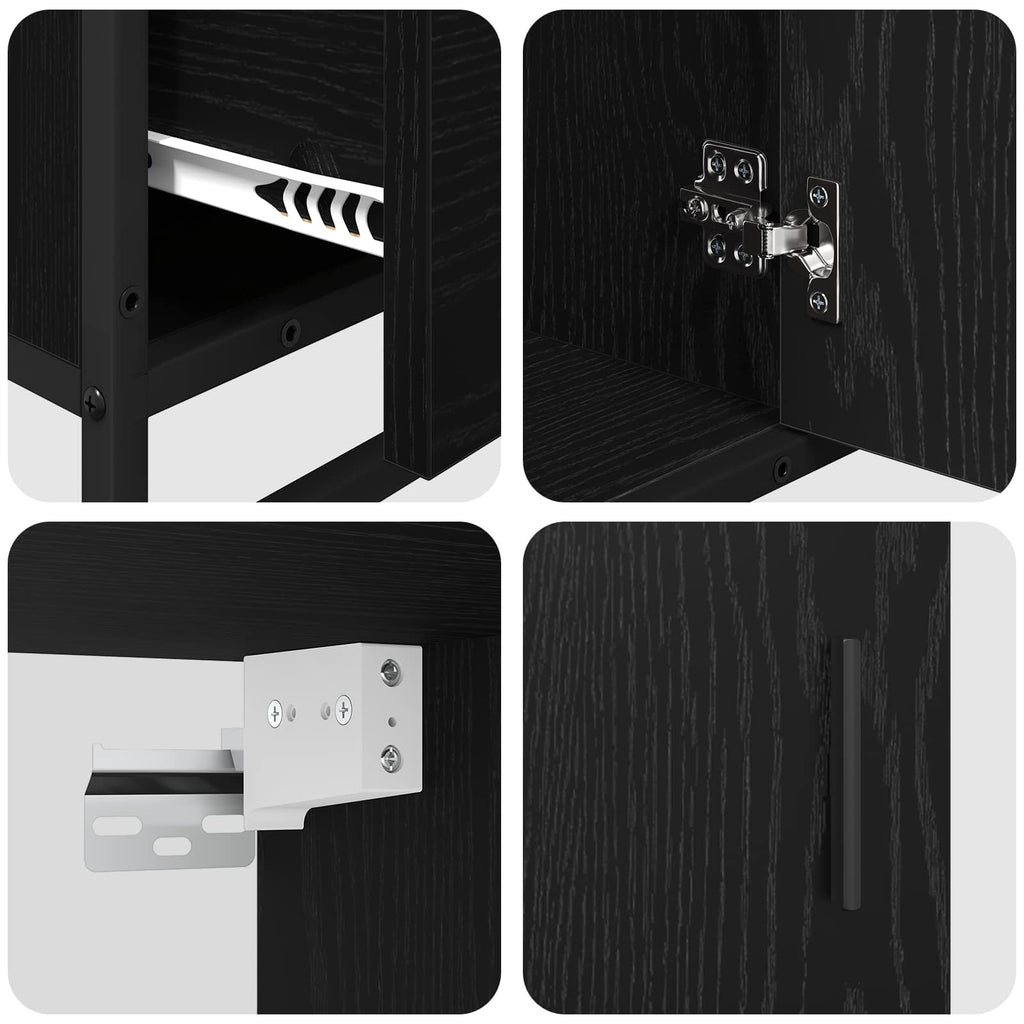 Juego de muebles de baño 3 pcs Roble Negro Madera contrachapada