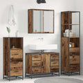 Juego de muebles de baño con cajón 3 pcs Madera Vieja