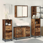 Juego de muebles de baño con cajón 3 pcs Madera Vieja