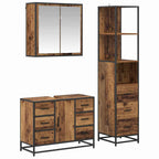 Juego de muebles de baño con cajón 3 pcs Madera Vieja