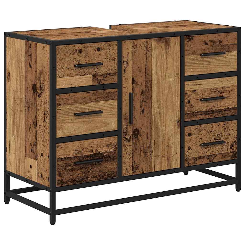 Juego de muebles de baño con cajón 3 pcs Madera Vieja