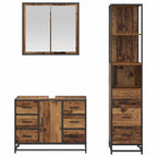 Juego de muebles de baño con cajón 3 pcs Madera Vieja