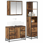 Juego de muebles de baño con cajón 3 pcs Madera Vieja