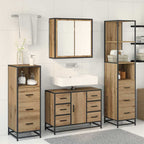 Juego de muebles de baño con cajón 3 pcs Roble artesanal
