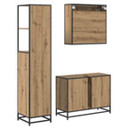 Juego de muebles de baño con cajón 3 pcs Roble artesanal