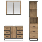 Juego de muebles de baño con cajón 3 pcs Roble artesanal