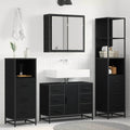 Juego de muebles de baño 3 pcs Roble Negro Madera contrachapada
