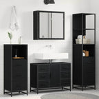 Juego de muebles de baño 3 pcs Roble Negro Madera contrachapada