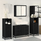 Juego de muebles de baño 3 pcs Roble Negro Madera contrachapada