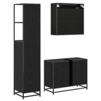 Juego de muebles de baño 3 pcs Roble Negro Madera contrachapada