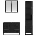 Juego de muebles de baño 3 pcs Roble Negro Madera contrachapada
