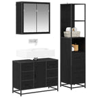Juego de muebles de baño 3 pcs Roble Negro Madera contrachapada