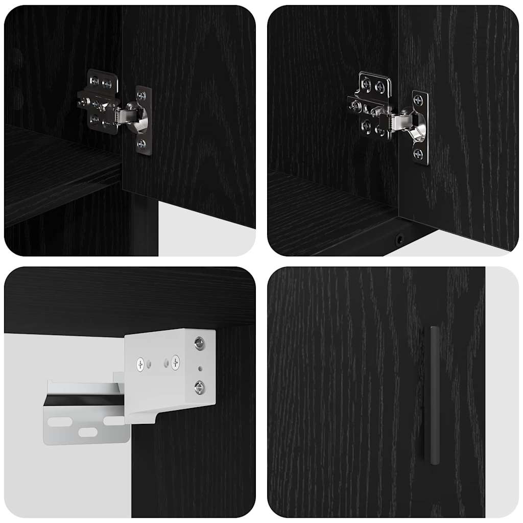 Juego de muebles de baño 3 pcs Roble Negro Madera contrachapada