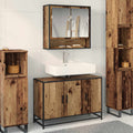 Juego de muebles de baño con estante 2 pcs Madera Vieja