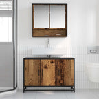 Juego de muebles de baño con estante 2 pcs Madera Vieja