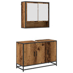 Juego de muebles de baño con estante 2 pcs Madera Vieja