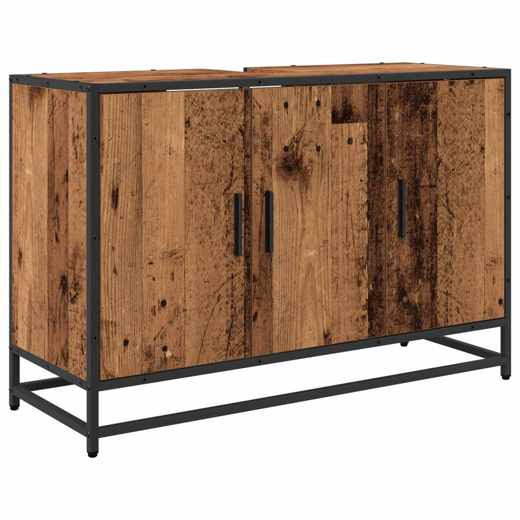 Juego de muebles de baño con estante 2 pcs Madera Vieja