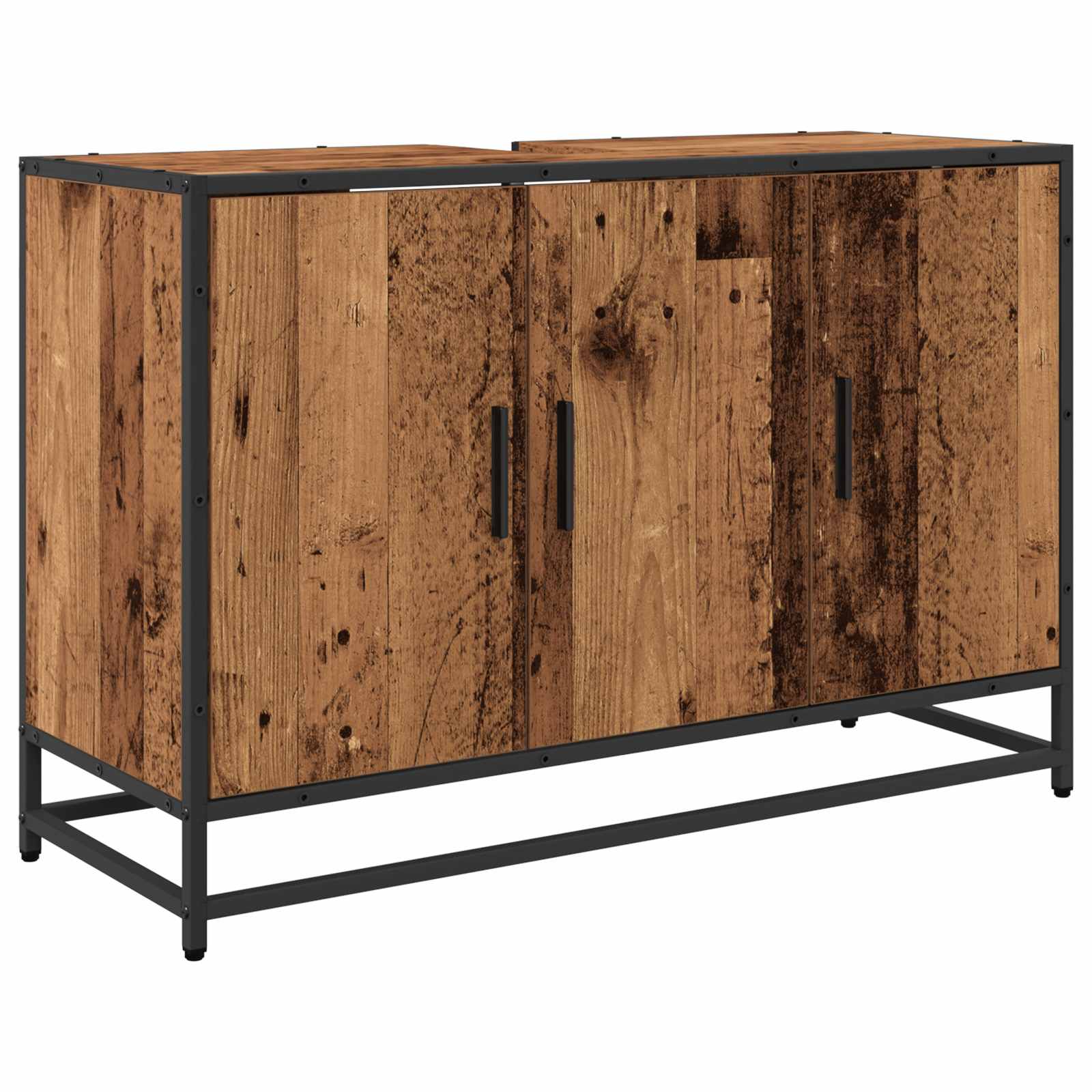 Juego de muebles de baño con estante 2 pcs Madera Vieja