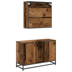 Juego de muebles de baño con estante 2 pcs Madera Vieja