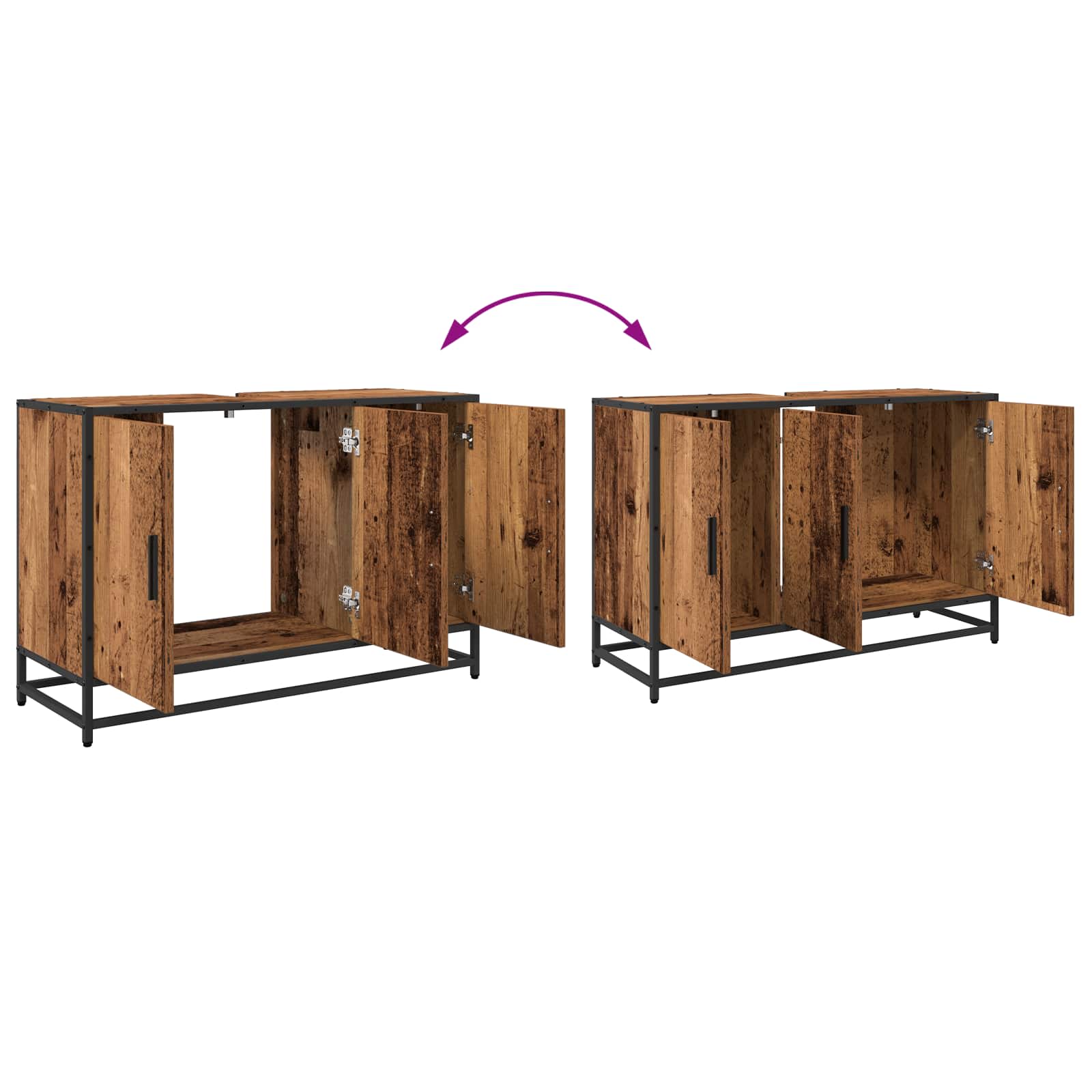 Juego de muebles de baño con estante 2 pcs Madera Vieja