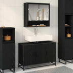 Juego de muebles de baño 2 pcs Roble Negro Madera contrachapada