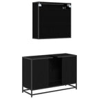 Juego de muebles de baño 2 pcs Roble Negro Madera contrachapada