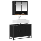 Juego de muebles de baño 2 pcs Roble Negro Madera contrachapada