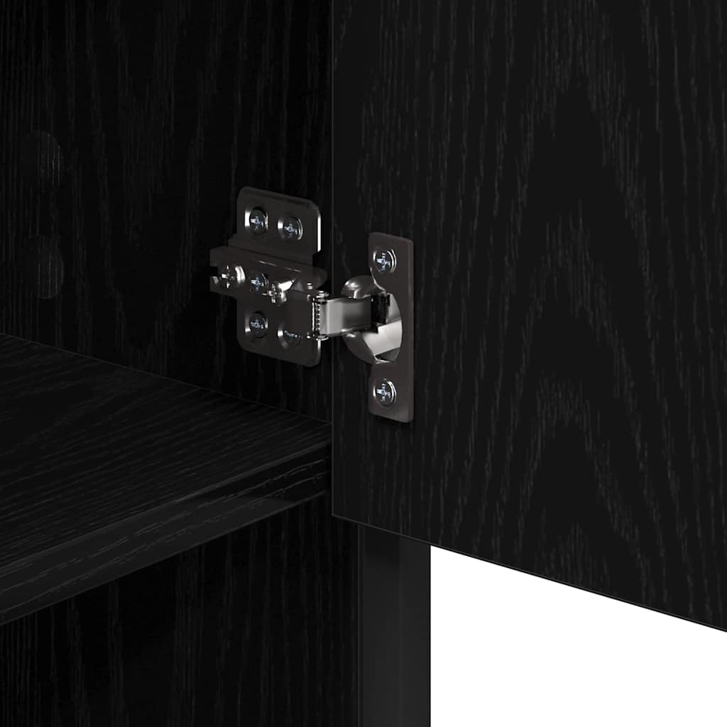 Juego de muebles de baño 4 pcs Roble Negro Madera de ingeniería