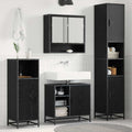 Juego de muebles de baño 4 pcs Roble Negro Madera de ingeniería