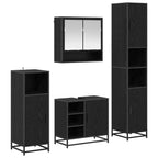 Juego de muebles de baño 4 pcs Roble Negro Madera de ingeniería