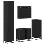 Juego de muebles de baño 4 pcs Roble Negro Madera de ingeniería
