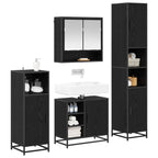 Juego de muebles de baño 4 pcs Roble Negro Madera de ingeniería