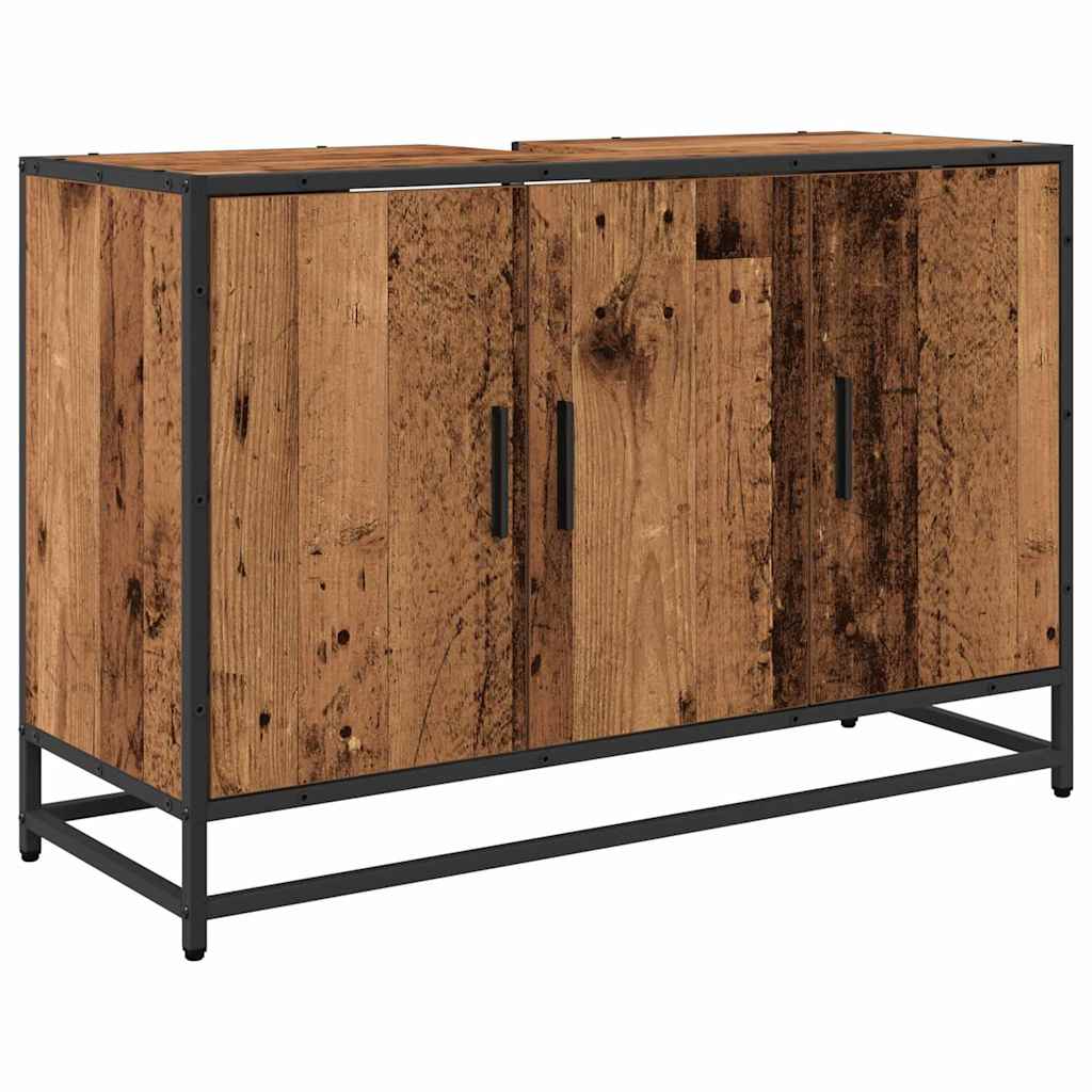 Juego de muebles de baño con estante 3 pcs Madera Vieja