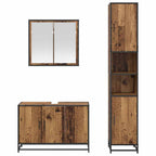 Juego de muebles de baño con estante 3 pcs Madera Vieja