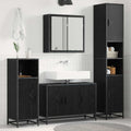 Juego de muebles de baño 3 pcs Roble Negro Madera contrachapada