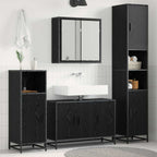 Juego de muebles de baño 3 pcs Roble Negro Madera contrachapada
