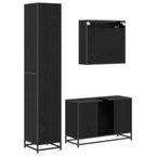 Juego de muebles de baño 3 pcs Roble Negro Madera contrachapada
