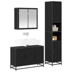 Juego de muebles de baño 3 pcs Roble Negro Madera contrachapada