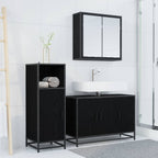 Juego de muebles de baño 3 pcs Roble Negro Madera de ingeniería