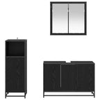 Juego de muebles de baño 3 pcs Roble Negro Madera de ingeniería