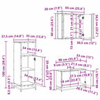 Juego de muebles de baño 3 pcs Roble Negro Madera de ingeniería