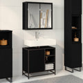 Juego de muebles de baño 2 pcs Roble Negro Madera de ingeniería